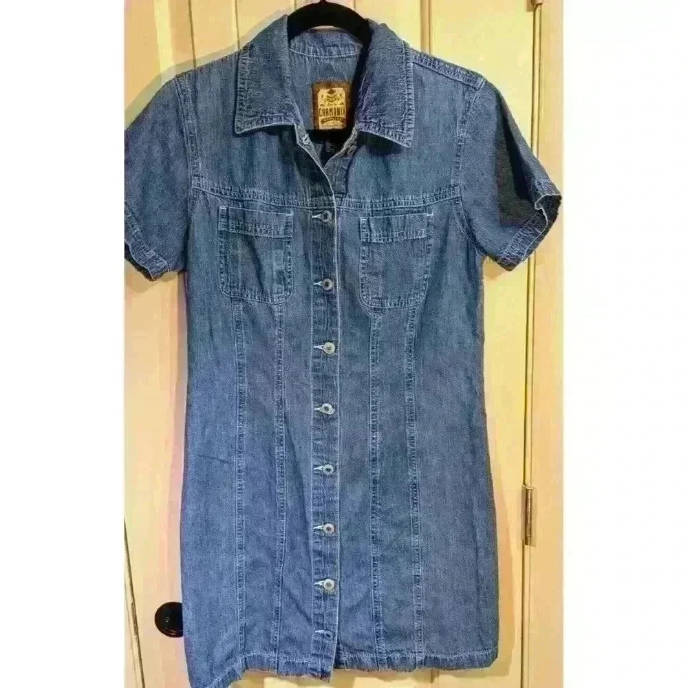 Blue Denim Button-Front Womens Dress